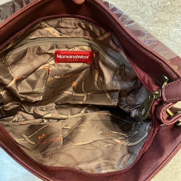 Montana West Rich Burgundy Brown Shoulder Bag - Picture 4 of 6